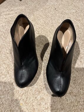 Women's Black Leather Ankle Booties